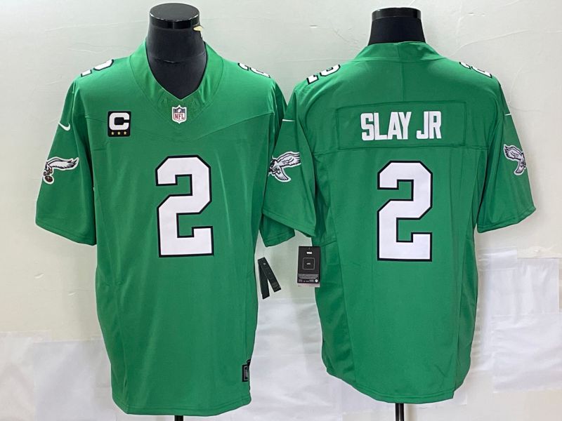 Men Philadelphia Eagles #2 Slay jr Green Nike Throwback Vapor Limited NFL Jerseys